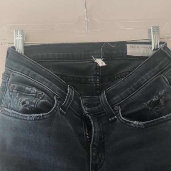 Rag and Bone Cropped Distressed Black Denim - Picture 5 of 6